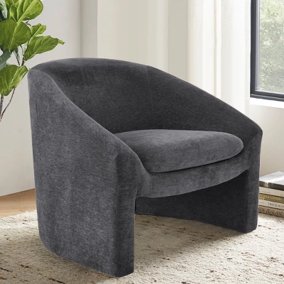 Kiki 32" Wide Contemporary Design Chenille Boasting Streamlined Silhouette Armrest Accent Barrel Chair-The Pop Maison - Image 11
