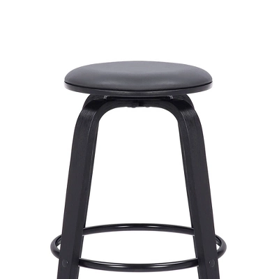26" Harbor Backless Swivel Faux Leather Wood Counter Height Barstool Gray/Black - Armen Living - Image 3