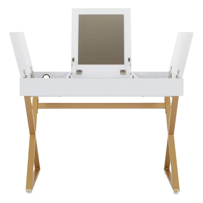 Juliette Vanity Desk Gold Legs With Top White - OSP Home Furnishings - Image 3