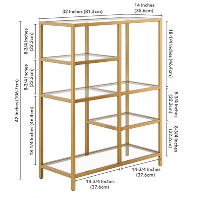 42" Tall Brass Finish Bookcase - Henn&Hart - Image 7