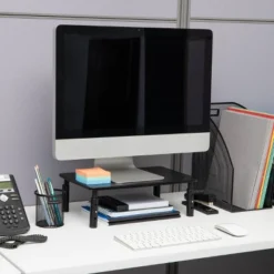 Mind Reader Rectangle Monitor Stand Ventilated Metal Black