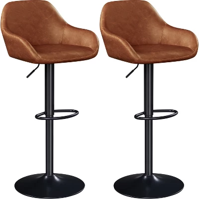 Yaheetech 2pcs Upholstered Height Adjustable Swivel Bar Stools Set - Image 10