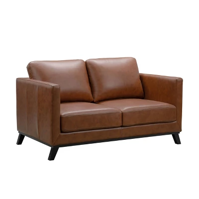 Woodstock Mid-Century Top Grain Leather Loveseat - Abbyson Living - Image 7
