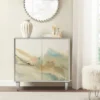 Lucy 2 Door Abstract Modern Accent Chest Silver - Madison Park