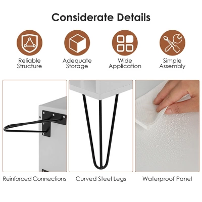Costway Record Player Stand Turntable Stand Display Shelf 21" L X 18" W X 34"H White - Image 5