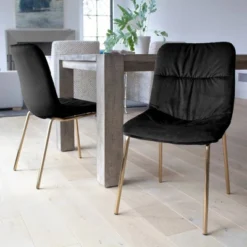 Set Of 2 Wells Velvet Dining Chairs - ACEssentials