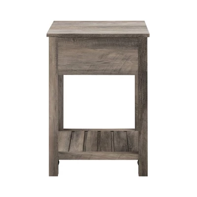 June Rustic Transitional Square Nightstand With Lower Shelf - Saracina Home - Image 5