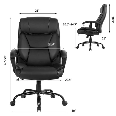 Costway Big & Tall 500lb Massage Office Chair E Xecutive PU Leather Computer Desk Chair - Image 2