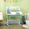 Qaba Kids Desk, Height Adjustable Children School Study Table, Student Writing Desk With Tilt Desktop, Drawer, Storage Shelf, Pen Holder