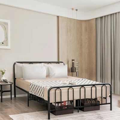 Costway Stylish Queen Size Metal Bed Frame Platform Bed Base W/ Headboard & Footboard - Image 3