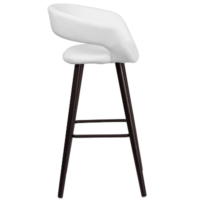Emma And Oliver 2 Pk. 29'' High Contemporary Vinyl Barstool With Cappuccino Wood Frame - Image 8