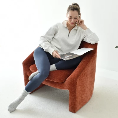 Kiki 32" Wide Contemporary Design Chenille Boasting Streamlined Silhouette Armrest Accent Barrel Chair-The Pop Maison - Image 10