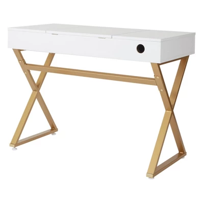 Juliette Vanity Desk Gold Legs With Top White - OSP Home Furnishings - Image 5
