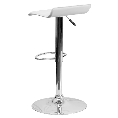 Emma And Oliver 2 Pack Contemporary Vinyl Adjustable Height Barstool With Solid Wave Seat And Chrome Base - Image 7