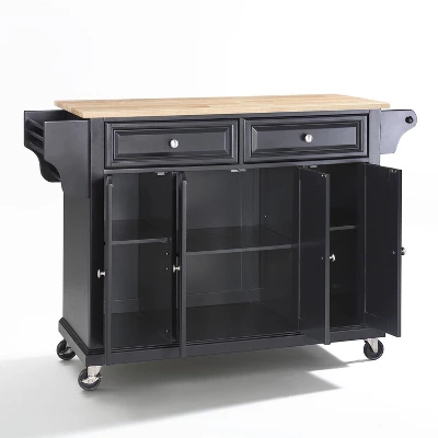Full Size Wood Top Kitchen Cart Black - Crosley - Image 6