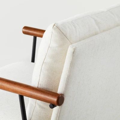 Cushioned Metal & Wood Accent Arm Chair - Cream/Black - Hearth & Hand™ With Magnolia - Image 4