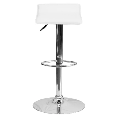 Emma And Oliver 2 Pack Contemporary Vinyl Adjustable Height Barstool With Solid Wave Seat And Chrome Base - Image 3