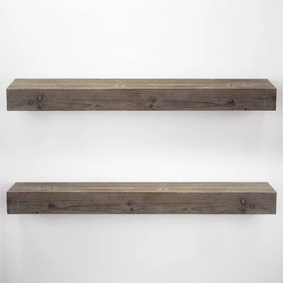 8" X 36" Large Rustic Wood Floating Wall Shelf Gray - American Art Decor - Image 6