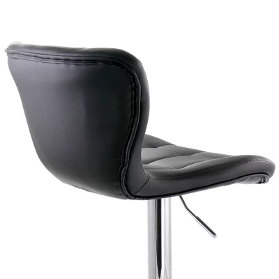 Elama 2 Piece Adjustable Faux Leather Bar Stool In Black With Chrome Base - Image 5