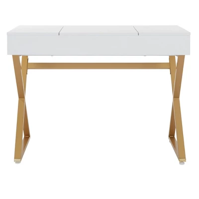 Juliette Vanity Desk Gold Legs With Top White - OSP Home Furnishings - Image 2
