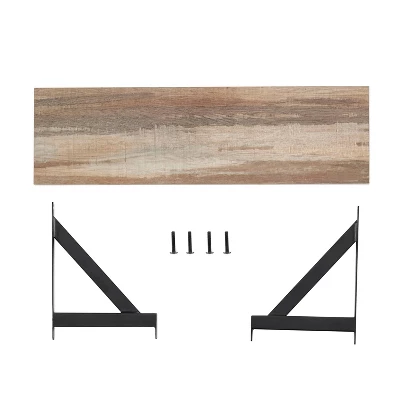 Genoa Wall Shelf On Triangular Metal Bracket Black/Rustic - Danya B. - Image 6