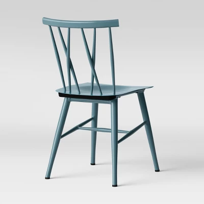 Set Of 2 Becket Metal X Back Dining Chair Light Blue - Project 62™ - Image 4