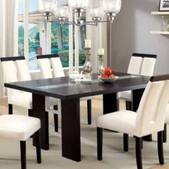 Stevenson Glass Insert Open Shelf W/Led Lights Dining Table Black - HOMES: Inside + Out