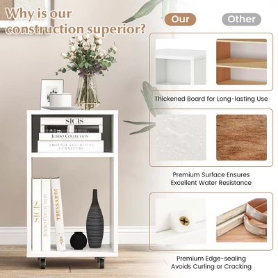 Costway Mobile File Cabinet Wooden Printer Stand Vertical Storage Organizer Home Office - Image 8