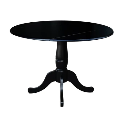 Davidson Round Dual Drop Leaf Pedestal Table Black - International Concepts