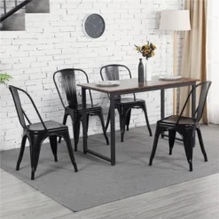 Yaheetech Pack Of 4 Stackable Classic Metal Dining Chair For Indoor Outdoor