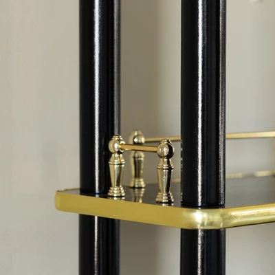 Fabulaxe Modern Display Wooden Console Bar Serving Table With 4 Tiered Open Shelves, For Bartender, Kitchen Or Wine Caller Room - Image 5