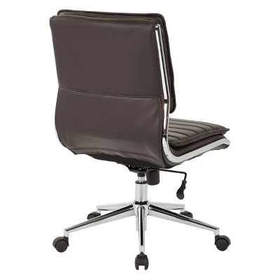 Armless Mid Back Manager's Faux Leather Chair With Chrome Base - OSP Designs - Image 3