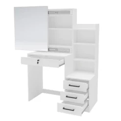 Hannah Vanity With Mirror White - Polifurniture