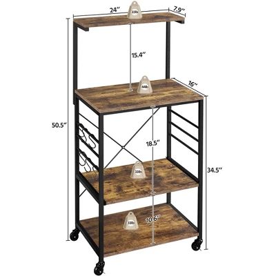 Yaheetech 50.5"H Kitchen Baker's Rack With Side Hooks - Image 3