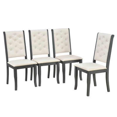 6 PCS Retro Dining Set With Unique-designed Table And Upholstered Chair-ModernLuxe - Image 9