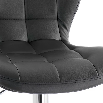 Elama 2 Piece Adjustable Faux Leather Bar Stool In Black With Chrome Base - Image 3