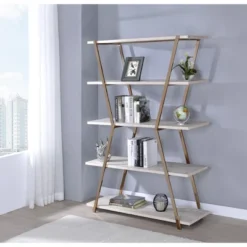 72" Favian 5 Shelf Display Bookcase Champagne - MiBasics