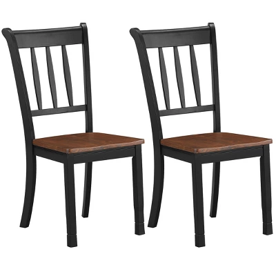 Costway Set Of 2 Wood Dining Chair High Back Kitchen Whitesburg Side Chair BlackWhite - Image 9