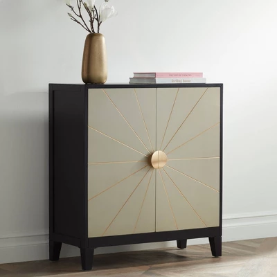 55 Downing Street Hermes 35 1/4" Wide Gray And Gold Wooden 2-Door Cabinet