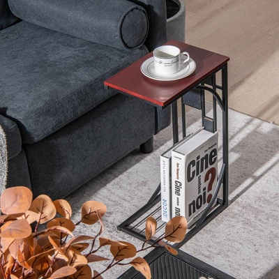 Costway 1PC2 PCS C-Shaped Side Sofa Narrow Snack Table For Living Room Bedroom Small Space - Image 2