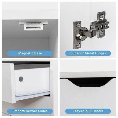 Costway 5-Drawer Dresser Chest Mobile Storage Cabinet W/Door, Printer Stand Home Office - Image 7