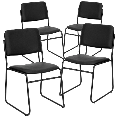 Flash Furniture 4 Pack HERCULES Series 500 Lb. Capacity High Density Stacking Chair With Sled Base - Image 4