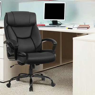 Costway Big & Tall 500lb Massage Office Chair E Xecutive PU Leather Computer Desk Chair - Image 3