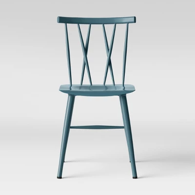 Set Of 2 Becket Metal X Back Dining Chair Light Blue - Project 62™ - Image 2