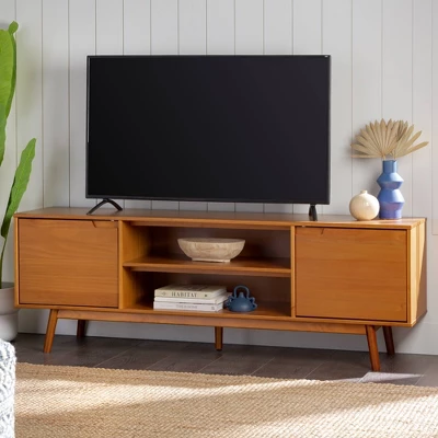 Solid Wood Mid-Century Modern TV Stand For TVs Up To 80" - Saracina Home - Image 14