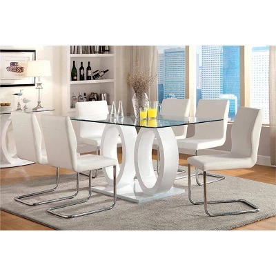 7pc Spearelton Double Oval Pedestal Dining Table Set White - HOMES: Inside + Out