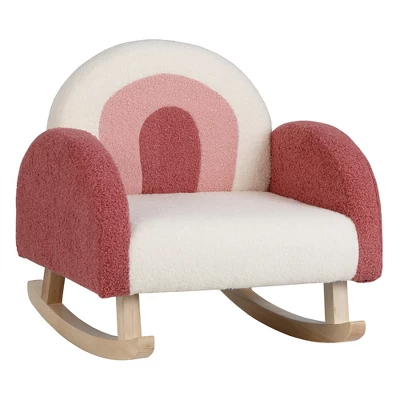 Costway Kids Rocking Chair Children Armchair Velvet Upholstered Sofa W/ Solid Wood Legs - Image 11