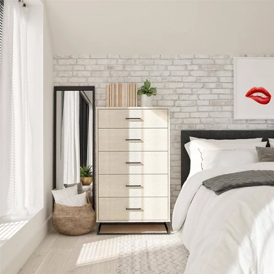 Kelly 5 Drawer Dresser Ivory Oak - Novogratz - Image 4