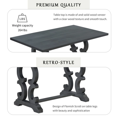 6 PCS Retro Dining Set With Unique-designed Table And Upholstered Chair-ModernLuxe - Image 5