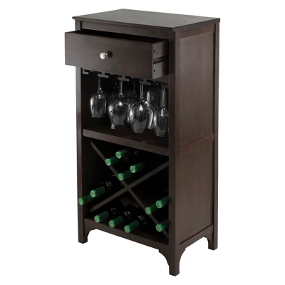 X-Shelf Drawer Wine Cabinet Wood/Coffee - Winsome - Image 3